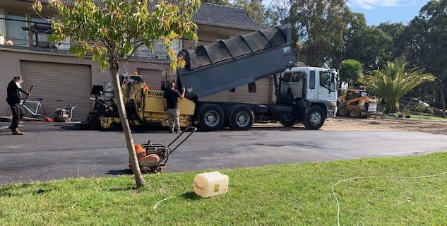This is a photo of an asphalt driveway which is in the process of being installed by Quirindi Road Tek